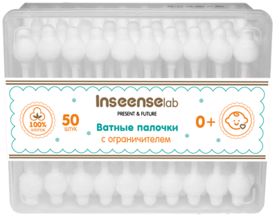 Ватные палочки Inseense (с ограничителями), 50 шт