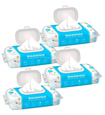 Детские влажные салфетки Inseense 88 шт антибактериальные х 4 (экономичная упаковка)